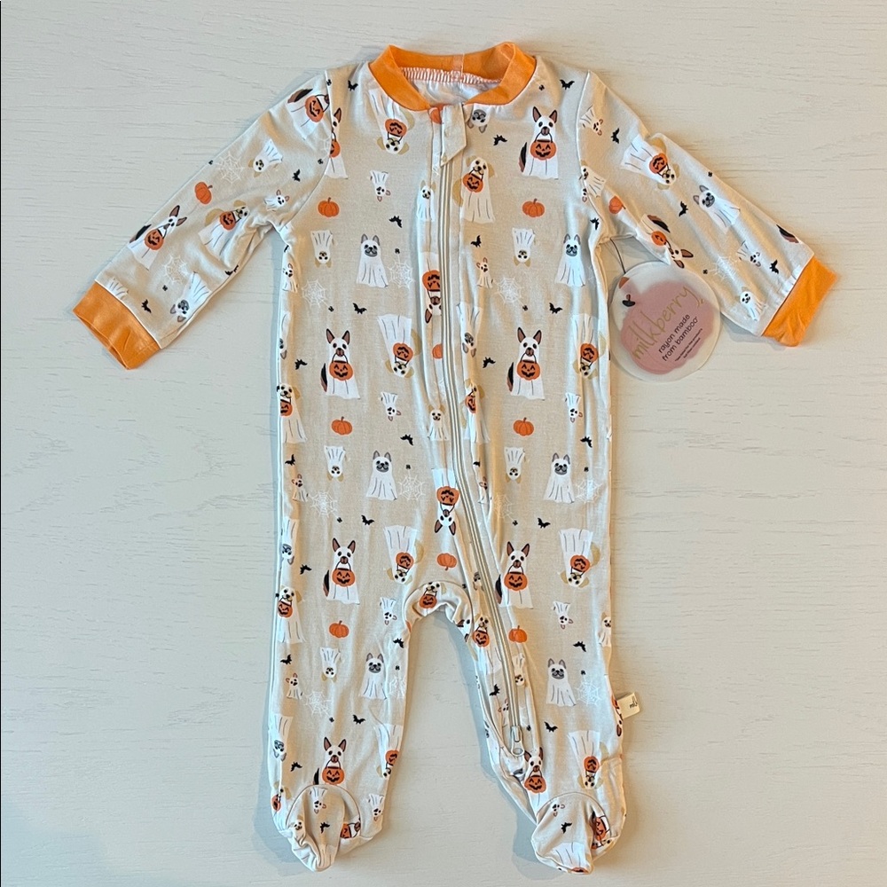 🎃 Milkberry Bamboo Footie Halloween Dogs Costumes 0-3 3-6 6-9 months
